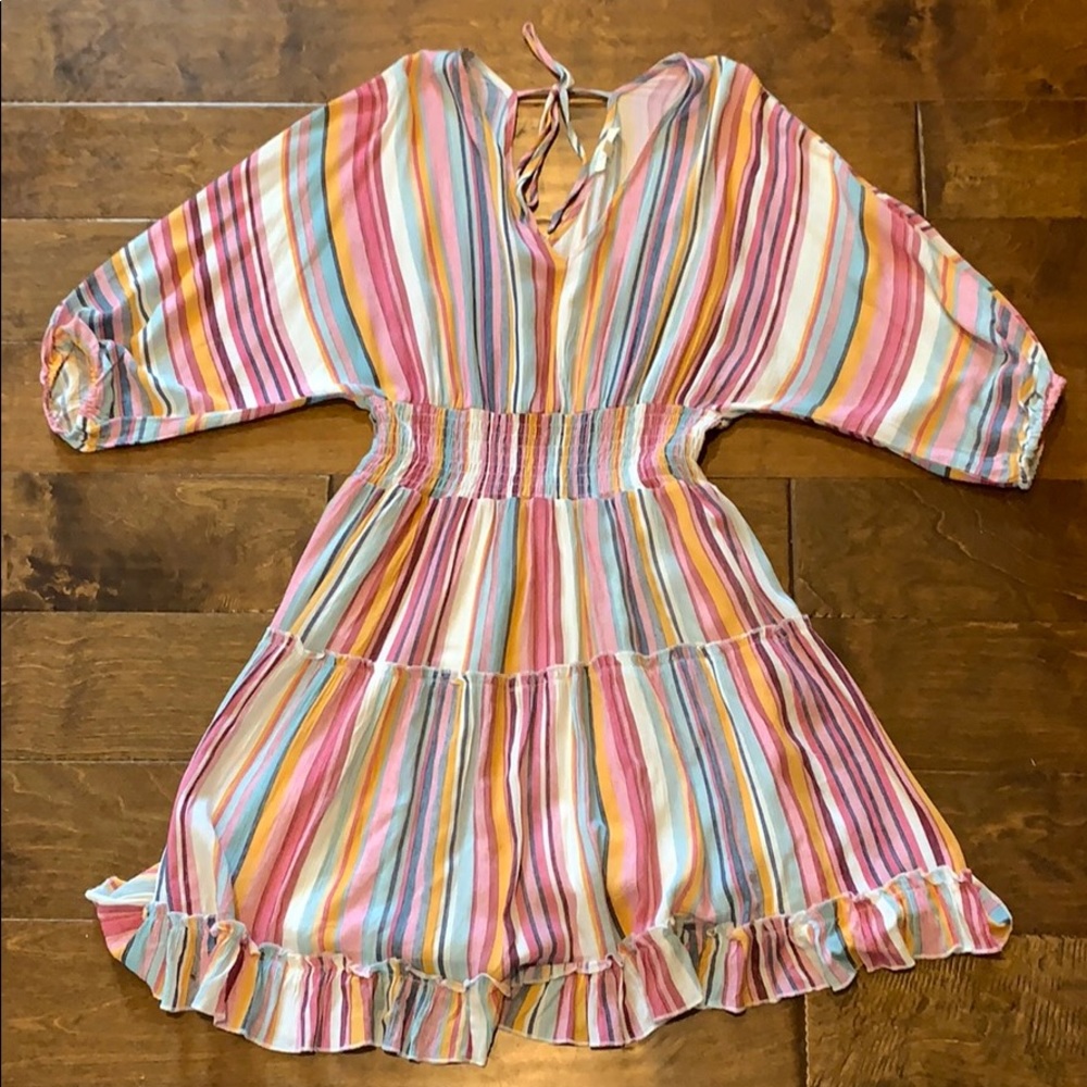 Striped slouchy sleeve dress